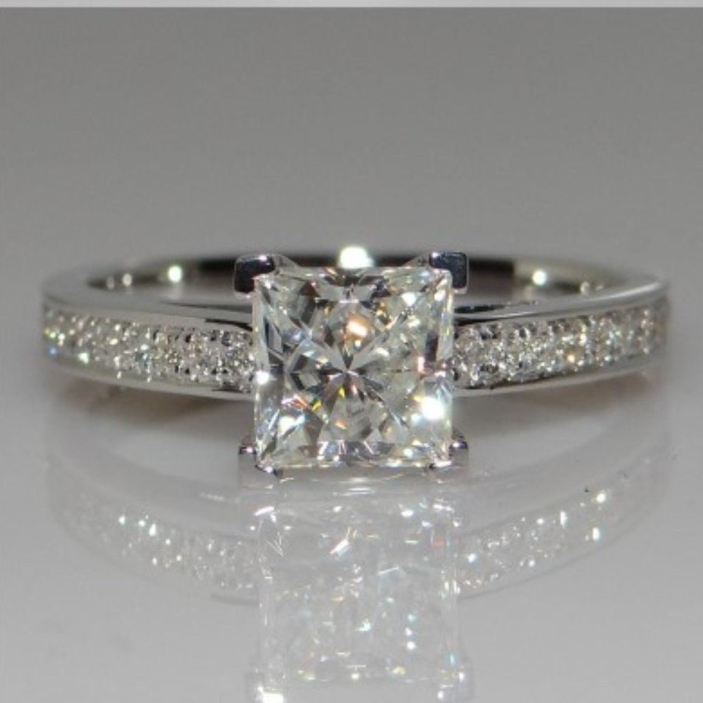 Sterling 925 Silver Princess Square Design Ring